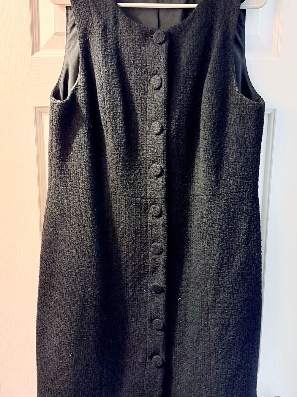 Boden Textured Black Sleeveless Button-Front Dress
